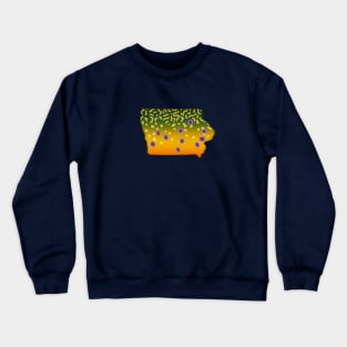 Brook Trout Fish Iowa State Map Fishing Gifts Crewneck Sweatshirt